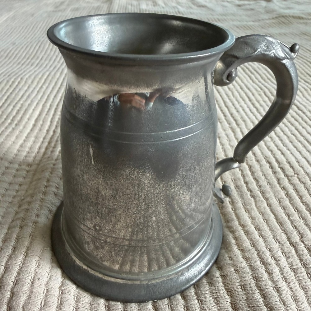Leonard Eales Sheffield‎ English Pewter Tankard Glass Bottom Mug 1978 Elliott